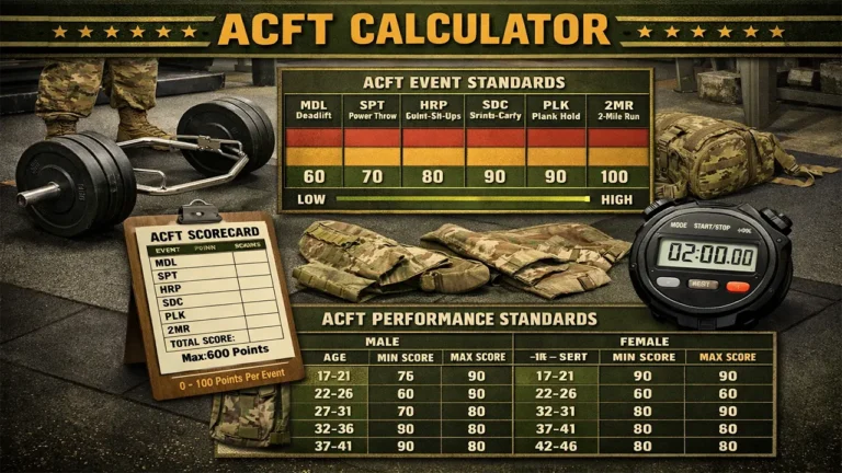 ACFT Calculator – Free Army Fitness Test Score Tool 2026