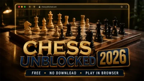 Chess unblocked board ready to play free online in a web browser, 2026