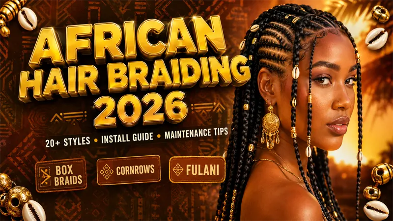 Beautiful African hair braiding showcasing intricate box braids on Black woman 2026