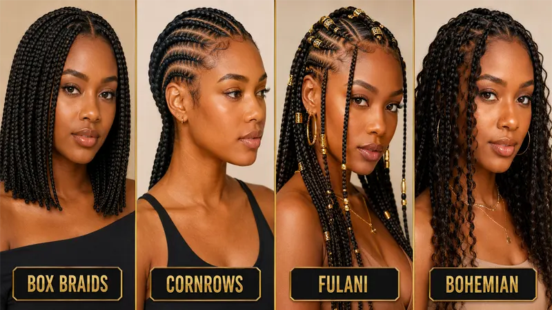 Showcase of popular African braid styles on different women