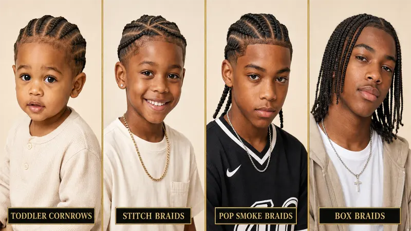 Showcase of boy braid styles on kids of various ages