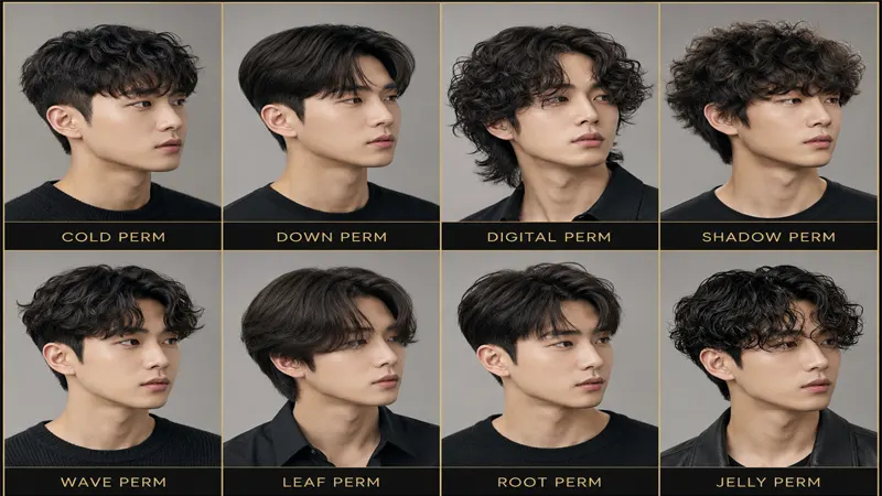 8 Korean perm styles for men showcase grid