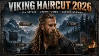 Man with bold Viking haircut featuring shaved sides and long top braided 2026