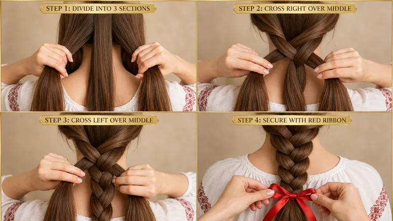 Step-by-step tutorial showing how to create a classic Slavic braid