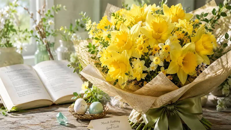 Spring March daffodil bouquet arrangement